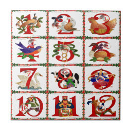 Azulejo De Cerâmica Presentes de Quilt Impresso dos 12 Dias de Natal