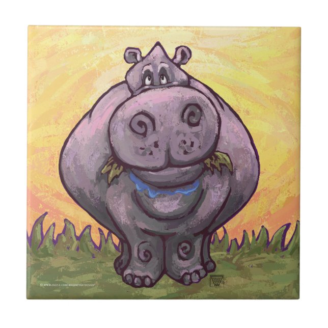 Azulejo De Cerâmica Presentes e acessórios do Hippopotamus (Frente)