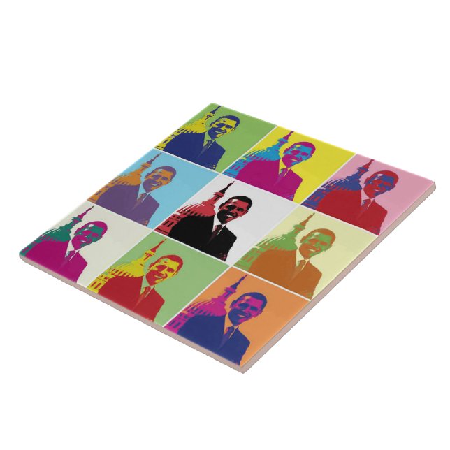 Azulejo De Cerâmica Presidente Obama Pop Art (Lateral)