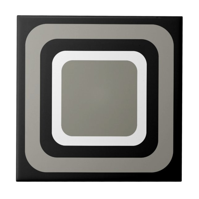 Azulejo De Cerâmica Preto Branco Cinza Retro (Frente)
