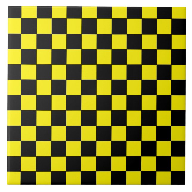Azulejo De Cerâmica Preto e Amarelo Verificados (Frente)