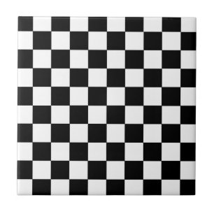 Azulejo De Cerâmica Preto e branco Checkered
