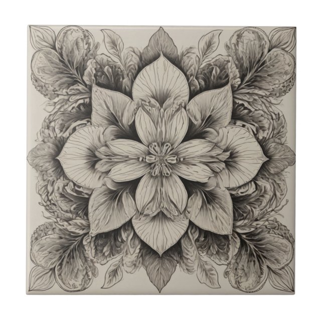 Azulejo De Cerâmica Preto e Branco Elegante (Frente)