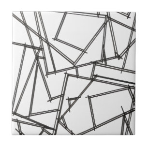 Azulejo De Cerâmica Preto e Branco Geométrico
