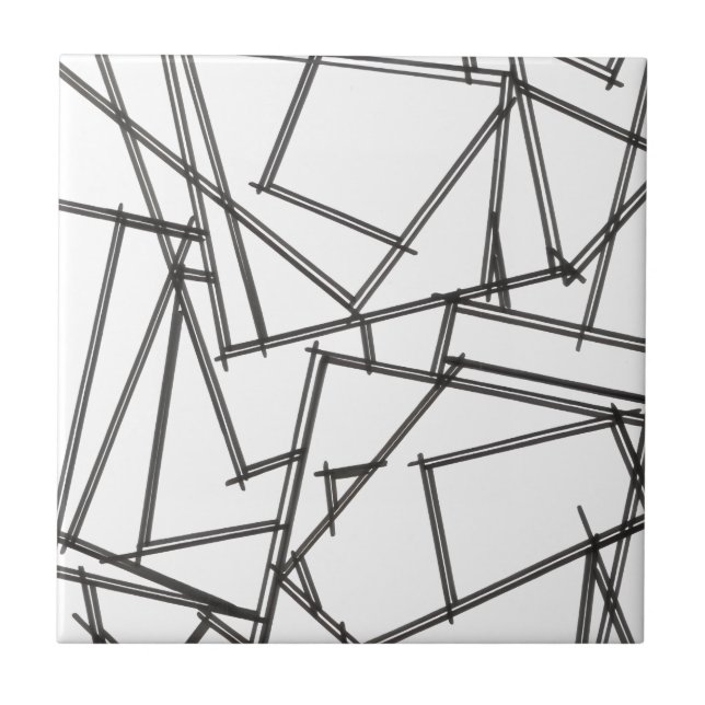 Azulejo De Cerâmica Preto e Branco Geométrico (Frente)