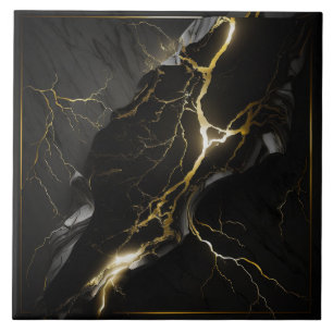 Azulejo de cerâmica preto e Dourado