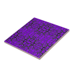 Azulejo De Cerâmica Preto e roxo - Exclusivo - Personalizável - Adici