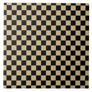 Azulejo De Cerâmica Preto e Tan Checkered
