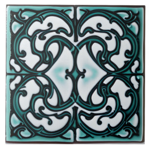 Azulejo De Cerâmica Preto e Teal no Estilo Branco da Toscana