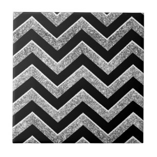 Azulejo De Cerâmica Preto e viga glittery da prata