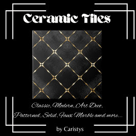 Azulejo De Cerâmica Preto Elegante e quadrados Dourados