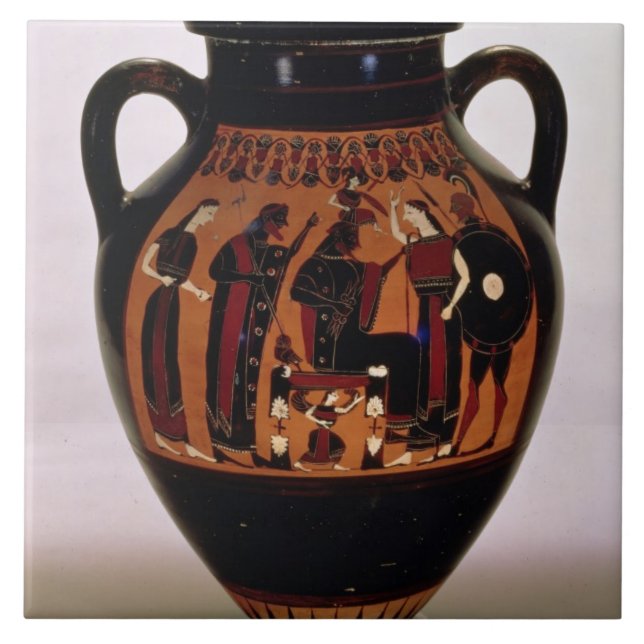 Azulejo De Cerâmica Preto-figura amphora do sótão que descreve o (Frente)