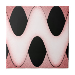 Azulejo De Cerâmica Preto incrível com ondas cor-de-rosa