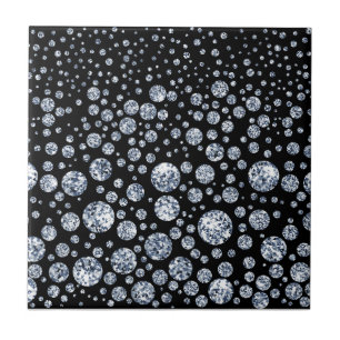 Azulejo De Cerâmica Preto Metálico de Cristal de Prata
