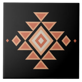 Azulejo De Cerâmica Preto Nativo do Sudoeste e Laranja Deserto