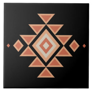Azulejo De Cerâmica Preto Nativo do Sudoeste e Laranja Deserto