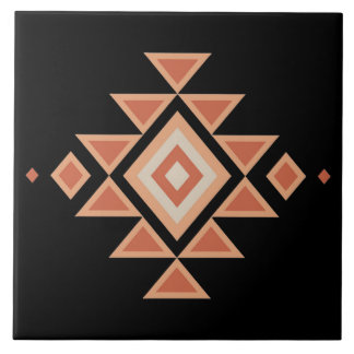 Azulejo De Cerâmica Preto Nativo do Sudoeste e Laranja Deserto