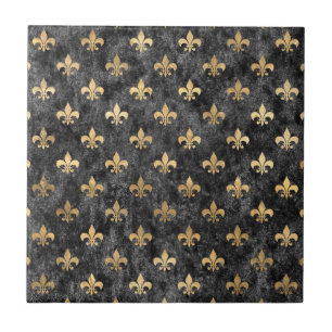 Azulejo De Cerâmica Preto Velvet Fleur De Lis Mardi Orleans