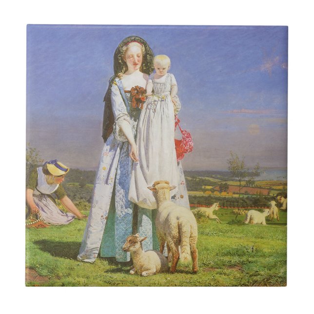 Azulejo De Cerâmica Pretty Baa Lambs de Ford Madox Brown (Frente)