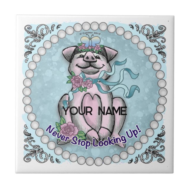 Azulejo De Cerâmica Pretty Piggy   (Frente)