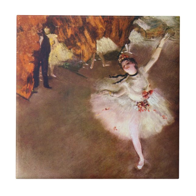 Azulejo De Cerâmica Prima Ballerina, Rosita Mauri por Edgar Degas (Frente)