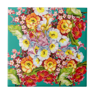 Azulejo De Cerâmica Primárias Vintage Coloridas Padrão de Primavera Fl