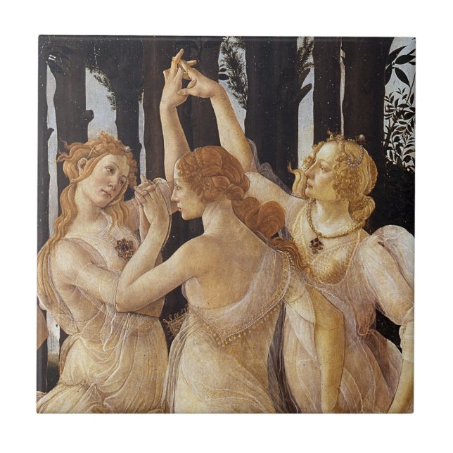 Azulejo De Cerâmica Primavera, As Três Graças por Sandro Botticelli (Frente)