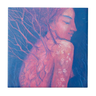 Azulejo De Cerâmica Primavera Awakening Dryad Fantasy Girl Floresta Má