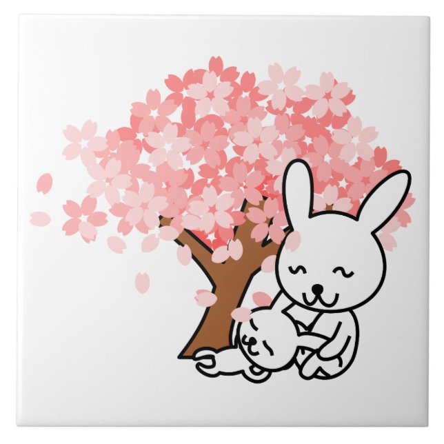 Azulejo De Cerâmica Primavera Bunnies (Frente)