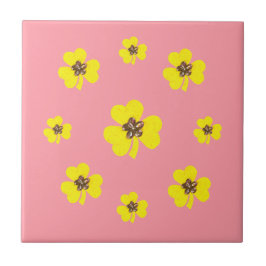 Azulejo De Cerâmica Primavera cor-de-rosa e amarelo, coberturas amarel