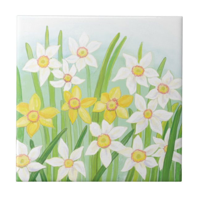 Azulejo De Cerâmica Primavera Daffodils (Frente)