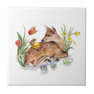 Azulejo De Cerâmica Primavera Deer