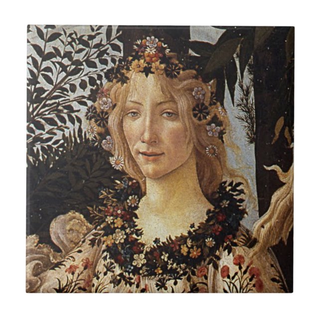 Azulejo De Cerâmica Primavera, Detalhe da Flora de Sandro Botticelli (Frente)