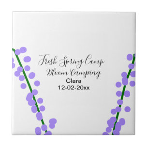Azulejo De Cerâmica Primavera fresca camping lavanda flores nome data 
