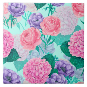 Azulejo De Cerâmica Primavera jardim aquarela 2