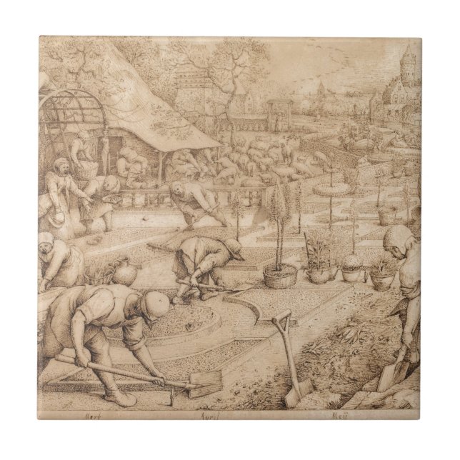 Azulejo De Cerâmica Primavera por Pieter Bruegel a pessoa idosa (Frente)