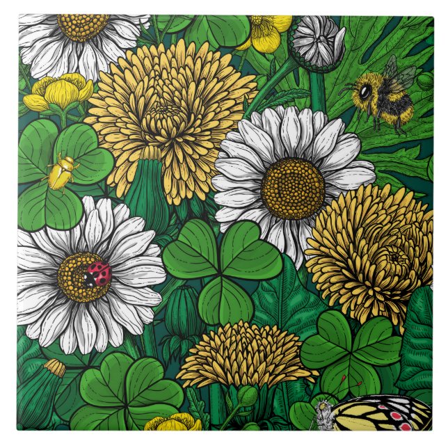 Azulejo De Cerâmica Primavera verde (Frente)