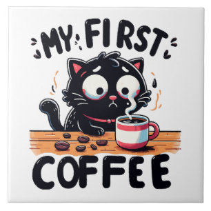 Azulejo De Cerâmica Primeira Aventura com Café Preto