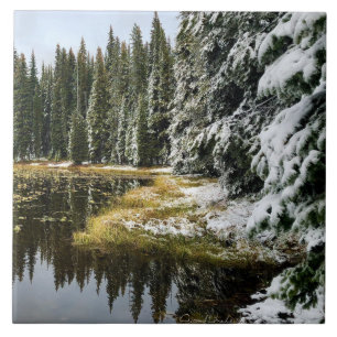 Azulejo De Cerâmica Primeira neve nas águas Ouros