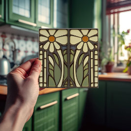 Azulejo De Cerâmica Primrose Art Deco Parede Floral Art Nouveau