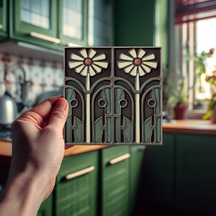 Azulejo De Cerâmica Primrose Art Deco Parede Floral Art Nouveau