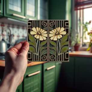 Azulejo De Cerâmica Primrose Art Deco Parede Floral Art Nouveau