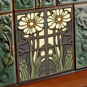 Azulejo De Cerâmica Primrose Art Deco Parede Floral Art Nouveau