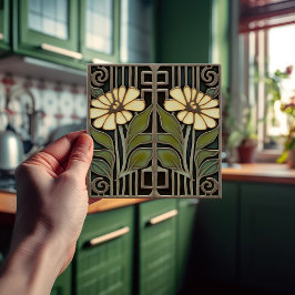 Azulejo De Cerâmica Primrose Art Deco Parede Floral Art Nouveau