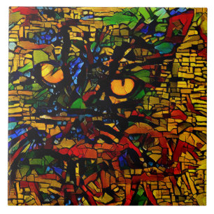 Azulejo De Cerâmica Prin de arte colorida de gatos do mosaico