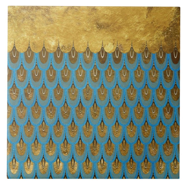 Azulejo De Cerâmica Princesa brilhante Dourado Sereia Brilho Escamação (Frente)