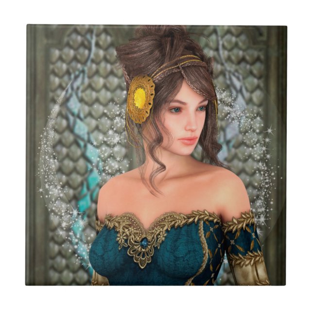 Azulejo De Cerâmica Princesa de Conto de Fadas (Frente)