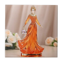 Princesa de vidro cristal com vestido de laranja