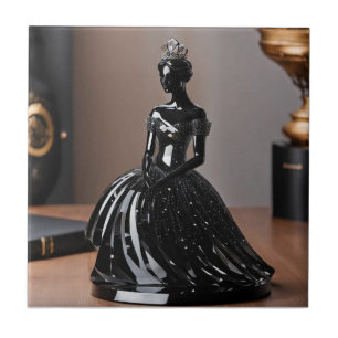 Azulejo De Cerâmica Princesa de vidro cristal com vestido preto