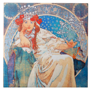 Azulejo De Cerâmica Princesa Hyacinth, Mucha